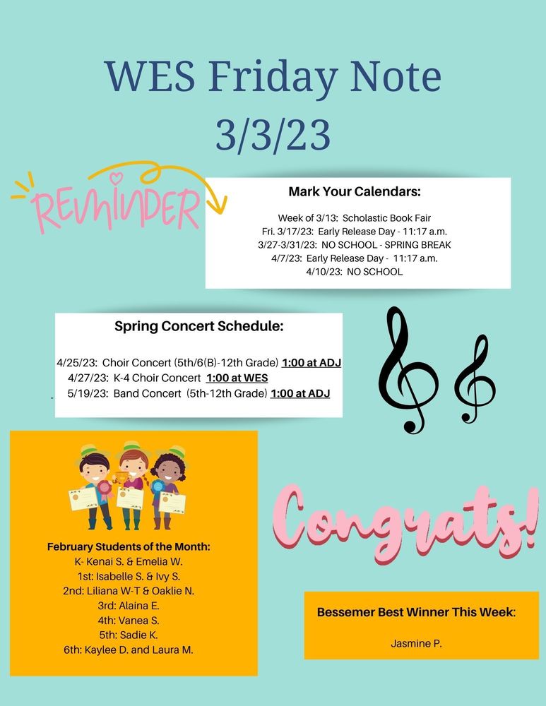 Washington Elementary Weekly Newsletter