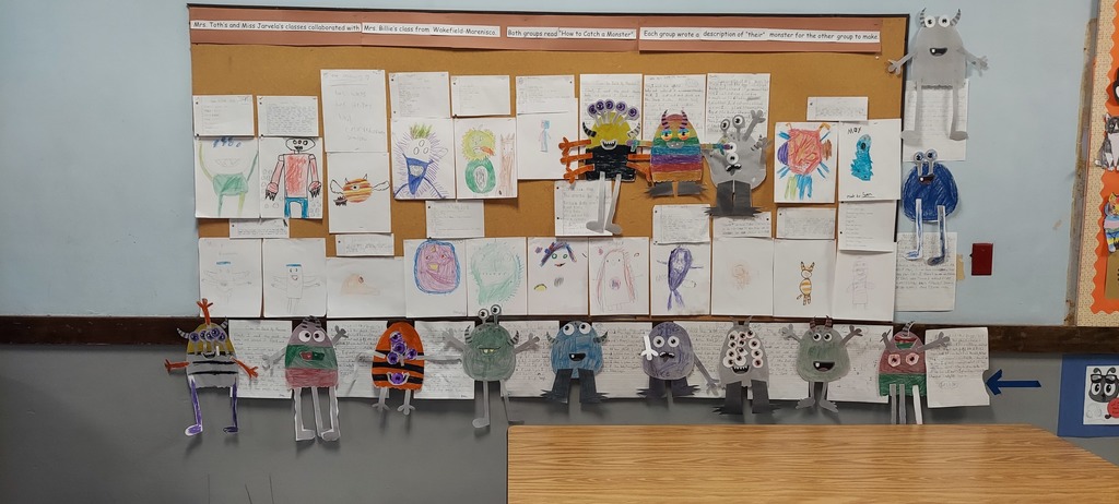 Student drawings and descriptions of Monsters.