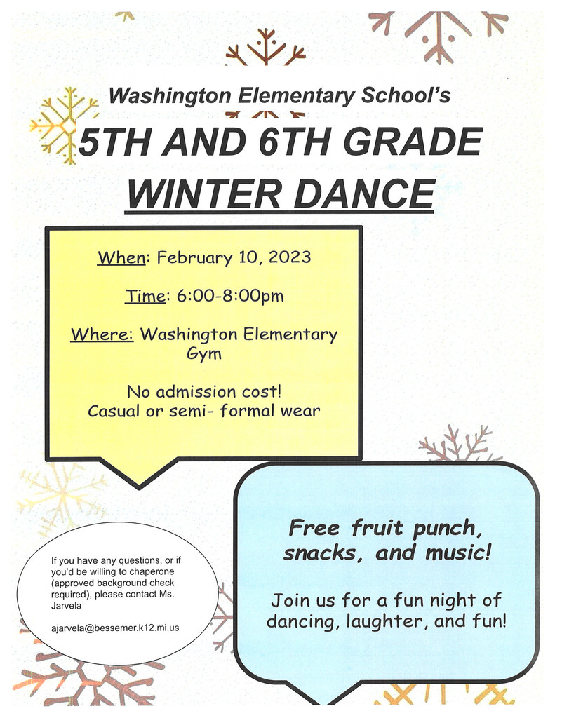 Flyer regarding 5th and 6th grade school dance