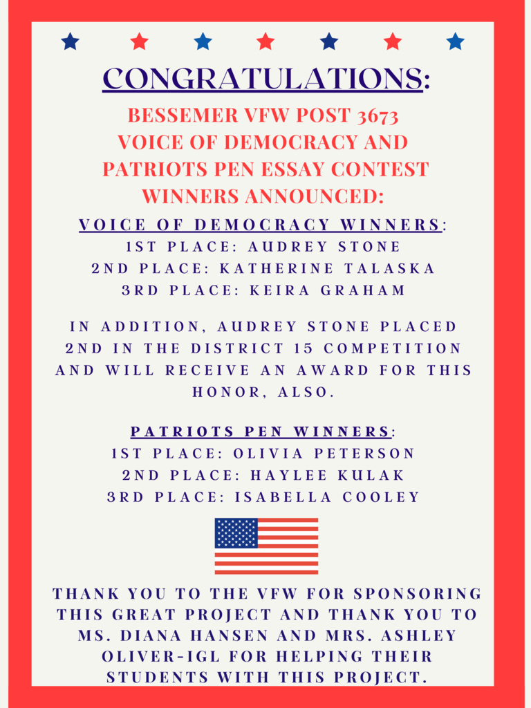 VFW Essay contest winners announced. 