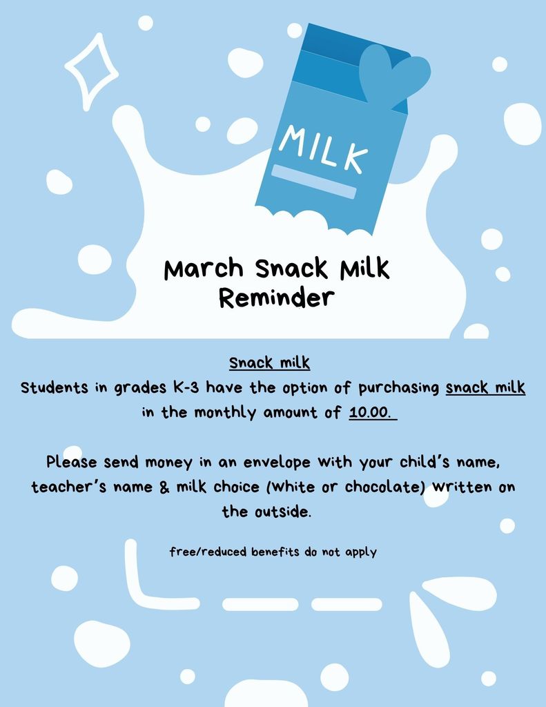 notice regarding payment for school snack milk